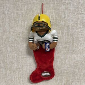 Vintage Green Bay PACKERS Bear Helmet Christmas Stocking 20" 1994 Team NFL Tag
